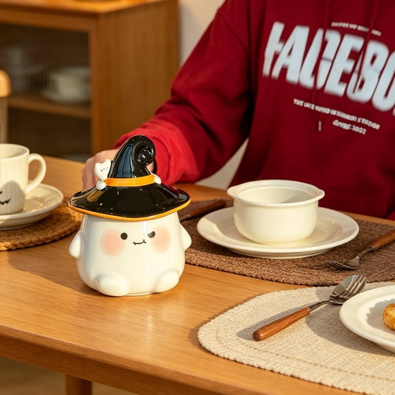 Halloween Cuddly Ghost Cats Mug Ceramic Coffee Tea Cup Gift for Women 1 Pack