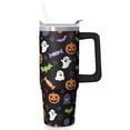 thumbnail image 1 of Halloween Cup, Scary Skull Pumpkin Tumbler 30oz with Handle and Straw, Insulated Coffee Travel Gift Mug, 1 of 5
