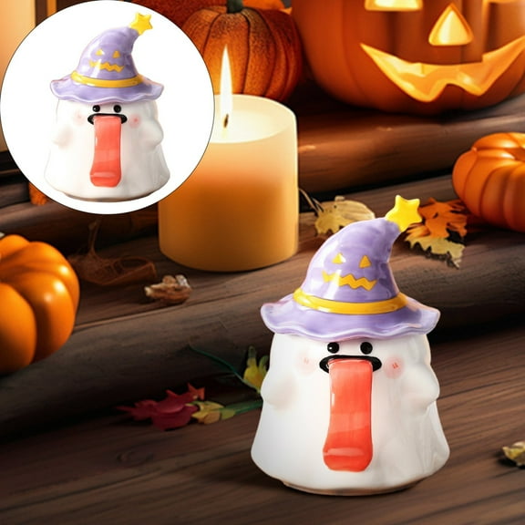 Halloween Cup With Witch Hat Cover Specter Cute Originality Tongue Out Mug Novelty Halloween Ceramic Tea Cup Halloween Decorations Mug For Home Present/ Ghost Ceramic Mug Ca