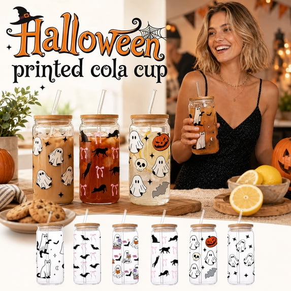 Halloween Cup with Lid and Straw, Halloween Party Cups for Spooky Season and Daily Use, Halloween Gift 1 Piece Set