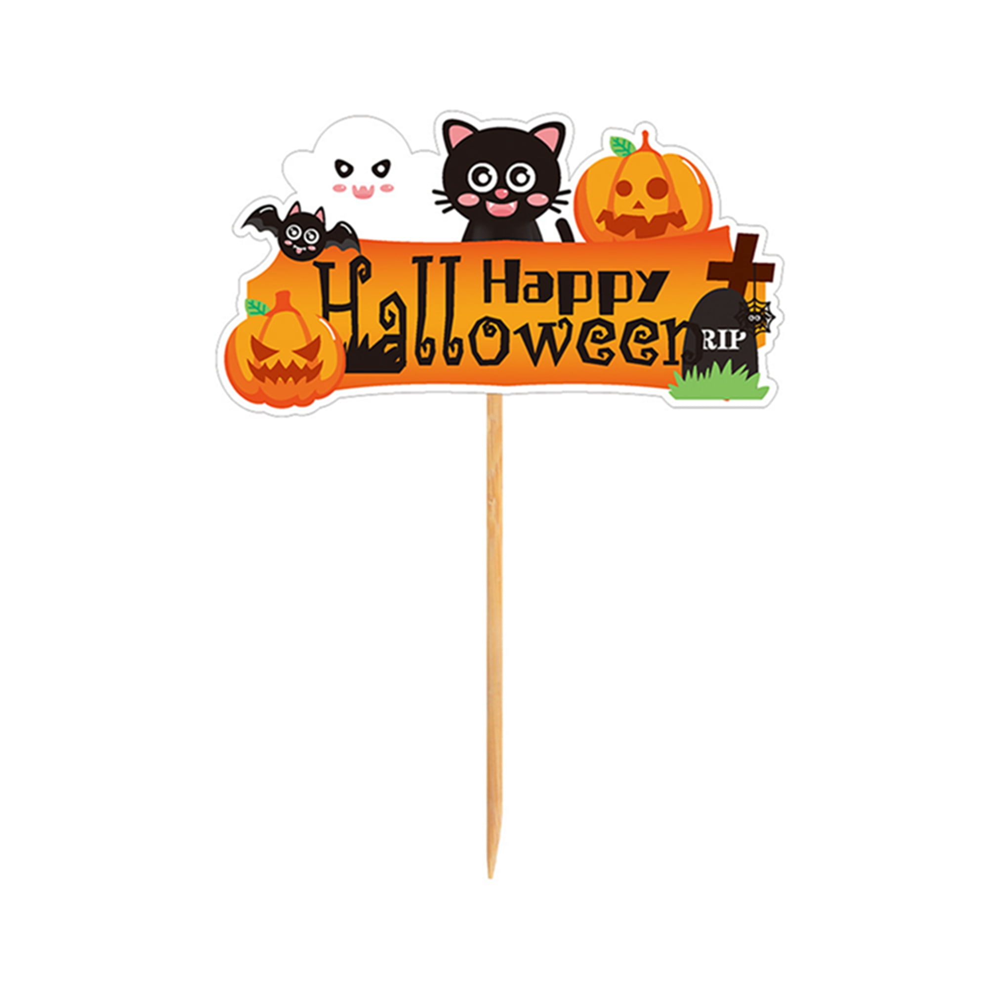 Halloween Cupcake Topper, Pumpkin Ghost Cat Cake Toppers Dessert Decor