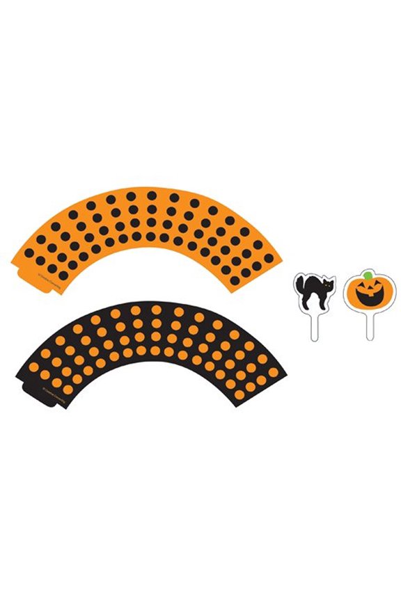 Halloween Cupcake Wrapper and Pick Set - 12 Pack, Decorative, Multicolor