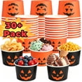 thumbnail image 1 of Halloween Cups, Summer Halloween Ice Cream Paper Cups, Disposable Cute Jack-o-lantern Treat Orange Cups for Beach Party Supplies, 20 Pack, 1 of 7