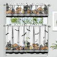 thumbnail image 1 of Halloween Curtains and Valances 3-Piece Set, Pumpkin Bat Skull Horror Decor, Short Curtain Set for Kitchen and Bedroom, 36 Inch, 1 of 6