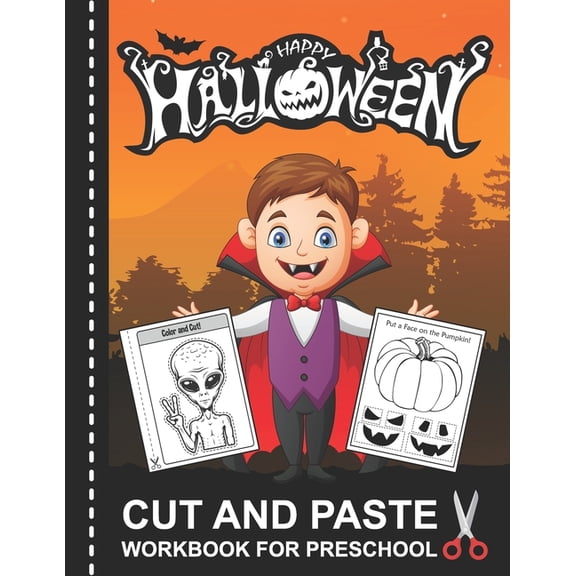 Halloween Cut and Paste Workbook for Preschool: A Fun Scissor Skills Activity Book for Toddlers and (Paperback) by Katrin Stark