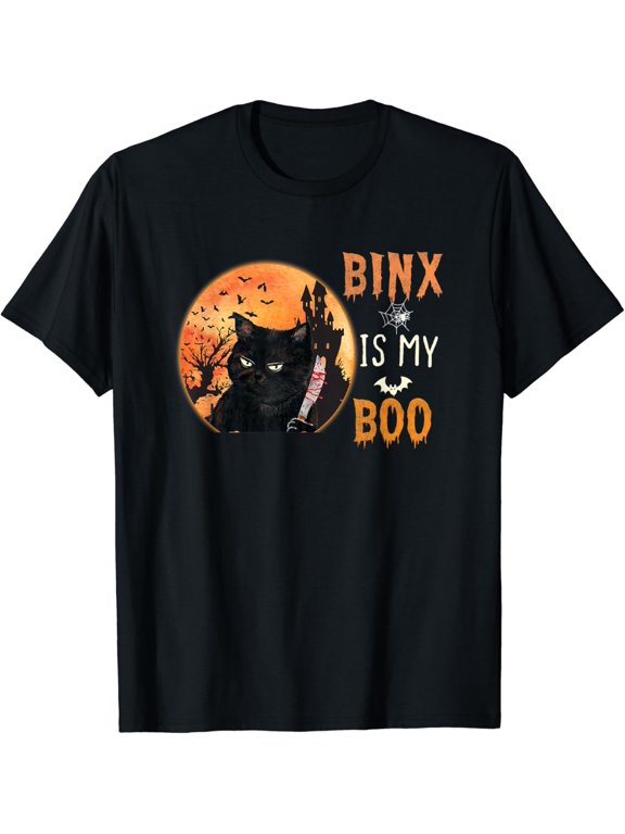 Halloween Cute Binx Is My Boo Cat Graphic Design For Everyday Style T-Shirt, Size S-5XL