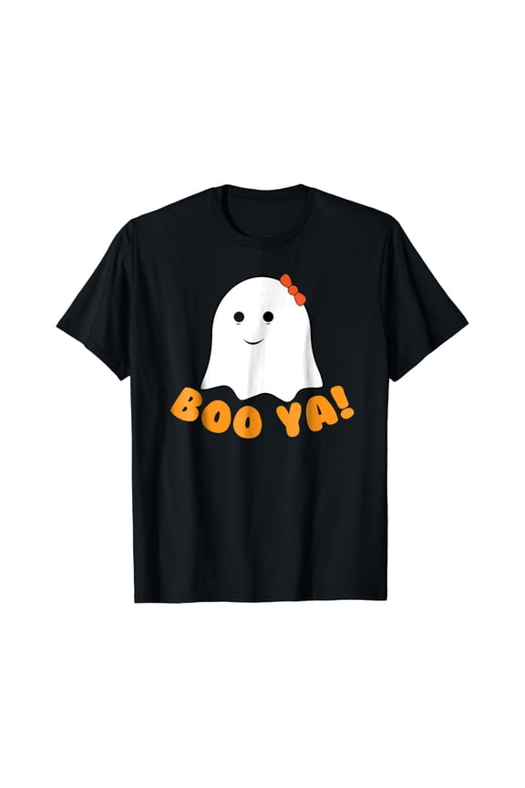 Halloween Cute Boo Ya Booya Bow Ghost Pun Holiday T-Shirt, Size S-5XL
