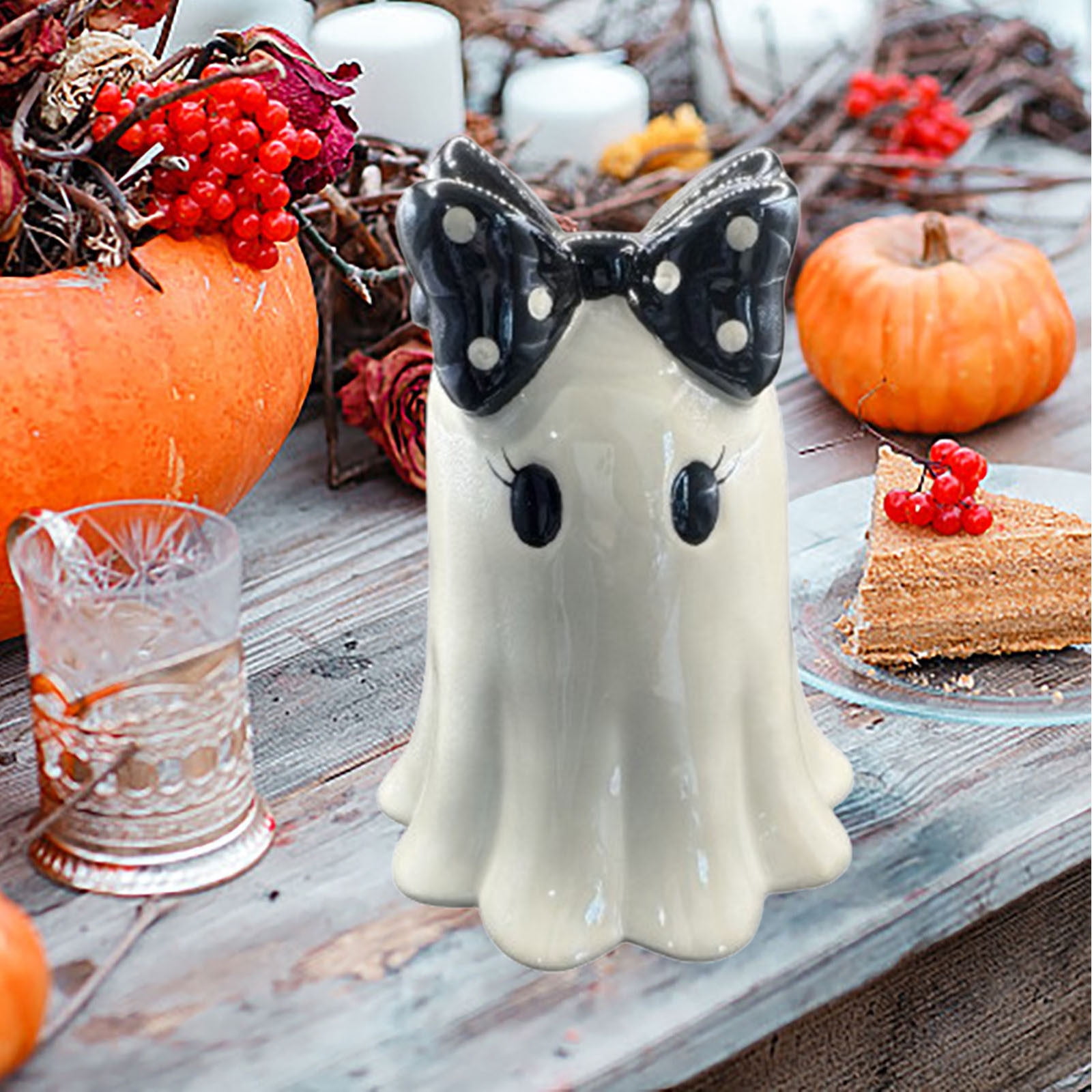 Halloween Cute Bow Ghost Statue - Halloween Decorations Indoor, Gothic ...