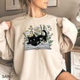 thumbnail image 1 of Halloween Cute Cat Book Sweatshirt, Bookish Sweatshirt, Book Lover Shirt, Gift for Cat Lover, Librarian Gift, Floral Cat Shirt, 1 of 5