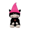 thumbnail image 1 of Halloween Cute Cat Plush Toys, Black and White Cat Stuffed Animals with Pink Pointed Hat for Indoor Home Display, Halloween Party Decorations and Holiday Present for Plush Toy Enthusiasts, 1 of 2