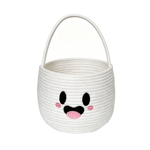 Halloween Cute Cotton Rope Baskets,Halloween Trick Or Treat Basket,Woven Storage Basket,Halloween Decorations Indoor