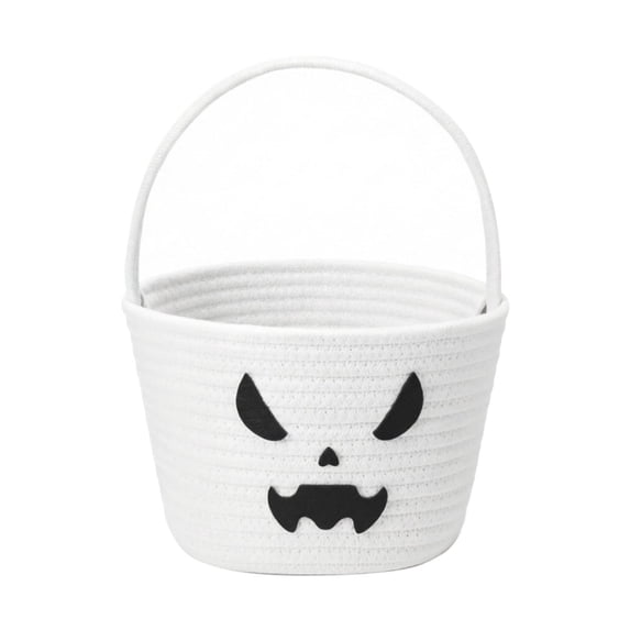 Halloween Cute Cotton Rope Baskets,Halloween Trick Or Treat Basket,Woven Storage Basket,Halloween Decorations Indoor