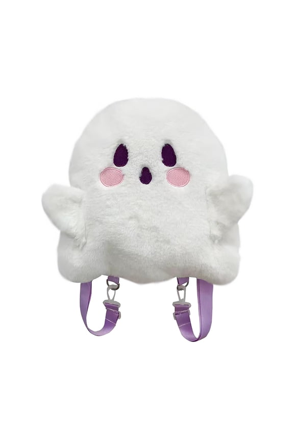 Halloween Cute Ghost Backpacks Bag for Women, Mini Crossbody Candy Bag, Plush Spooky backpack, Kawaii Cartoon Backpack for Birthday, Halloween Horror Nights Novelty Satchel Funny Bag Halloween