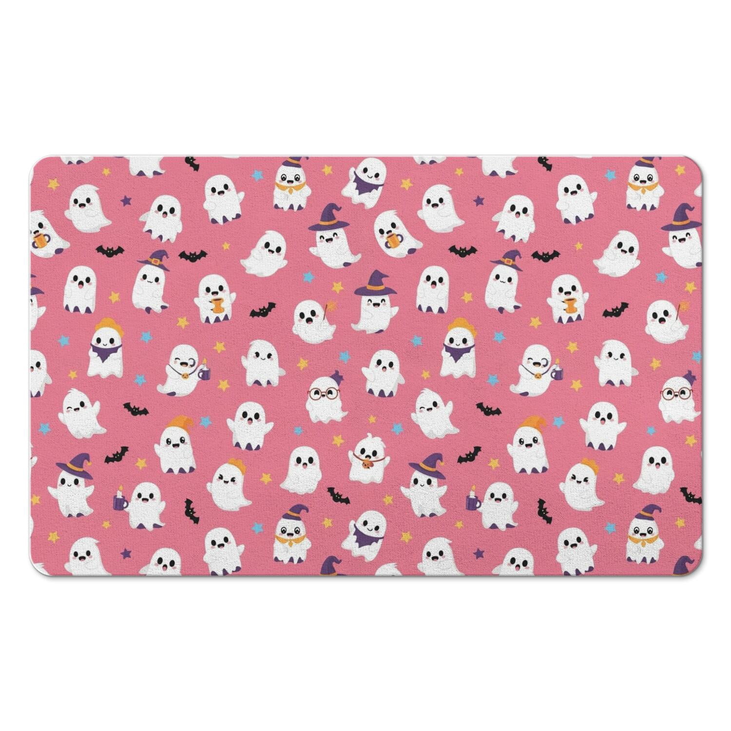 Halloween Cute Ghost Bat Pattern Diatomite Bath Mat, Shower Floor Mat ...