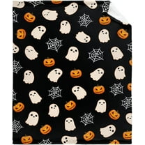 Halloween Cute Ghost Blanket Pumpkin Spider Web Flannel Throw Blanket for Bed Sofa Travel All Season Pets 40"x30"