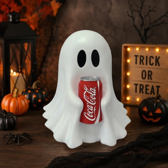 Halloween Cute Ghost Holding Coke Figurine, Resin Tabletop Decor for Party Shelf Display
