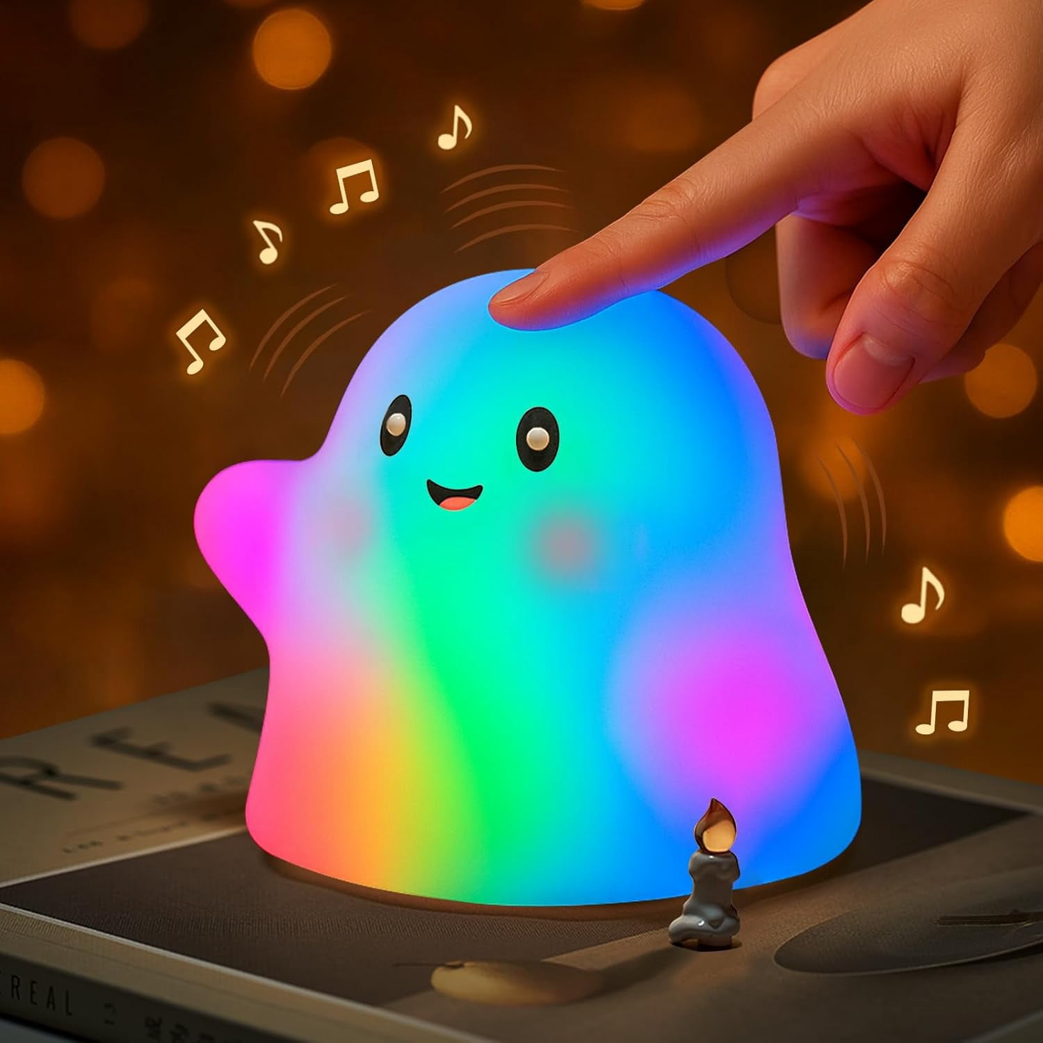 Halloween Cute Ghost Night Light-Touch+Squishy Silicone+2700k Eye-Safe ...