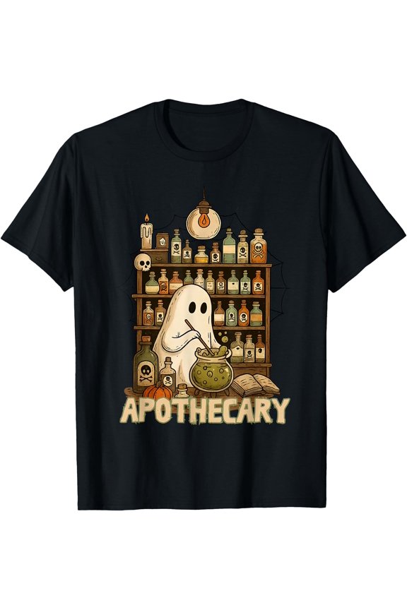 Halloween Cute Ghost Pharmacy Tech Apothecary Witch Mystical T-Shirt , Vintage T-Shirt