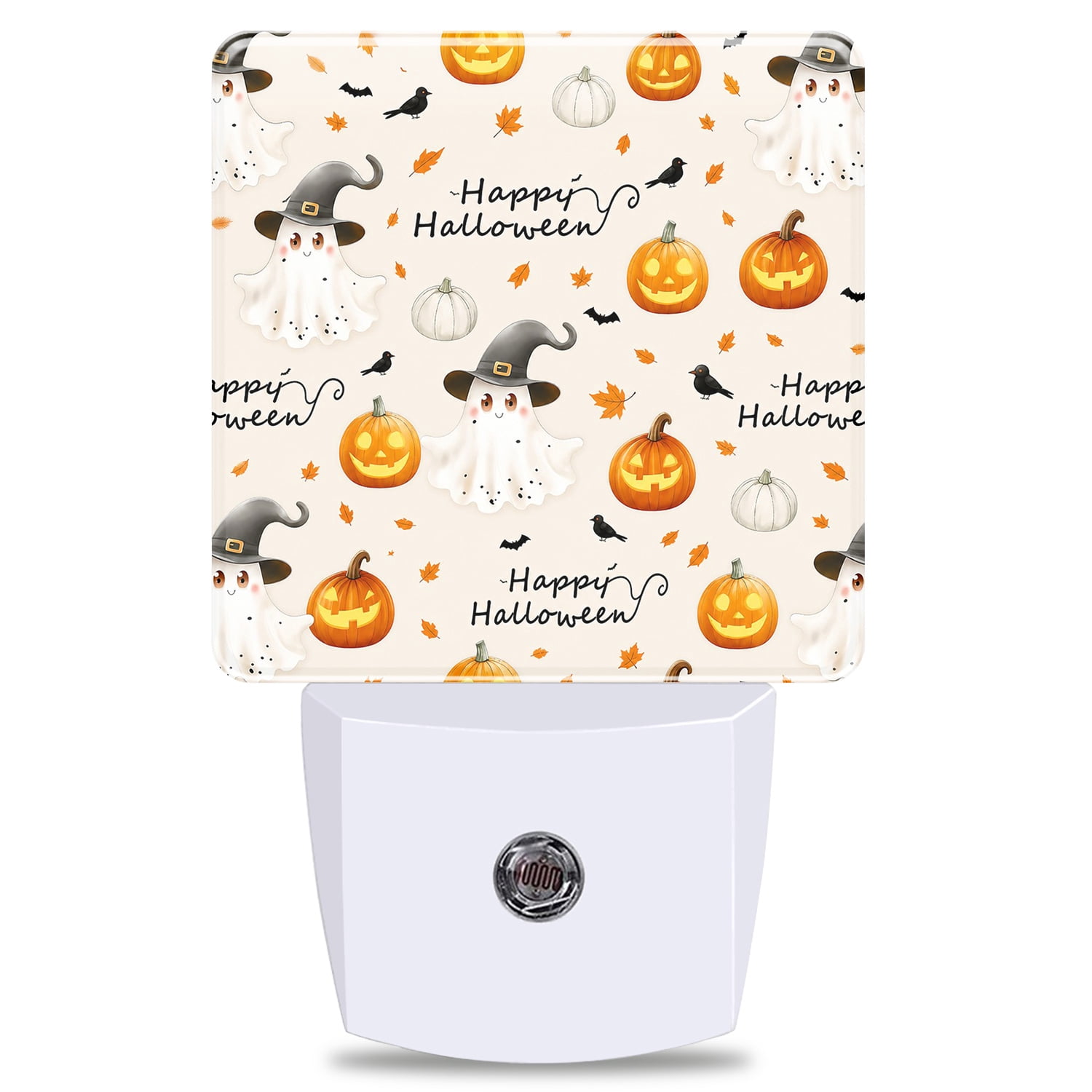 Halloween Cute Ghost Plug‑in Night Light, Dusk to Dawn Sensor Warm LED ...
