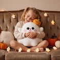 thumbnail image 1 of Halloween Cute Ghost Plush Pillow with Pumpkin Hat, Soft Cotton Ghost Stuffed Doll, Halloween Holiday Decoration Ornament & Gift for Kids Adults, 1 of 6