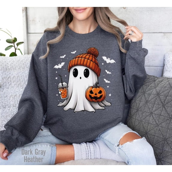 Halloween Cute Ghost Sweatshirt, Halloween Gift for Women