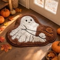 thumbnail image 1 of Halloween Cute Ghost Walking Dogs Shaped Doormat, Halloween Ghost Puppy Shaggy Bath Mat, Non Slip Fluffy Decorative Floor Rug, for Entryway, Bathroom, Fall Home Decor, 1 of 7