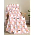 thumbnail image 1 of Halloween Cute Ghost and Spooky Pattern Blanket Throw Bedding Room Decor Flannel Blankets for Bed Sofa for Kids Adult, 1 of 4