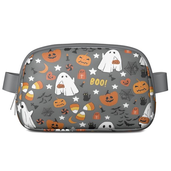 Halloween Cute Ghosts with Boo Cute Fanny Packs for Women,Travel Waterproof Crossbody Fanny Bags Waist Purse for Women Anti Theft Adjustable Strap for Running Travel Cycling