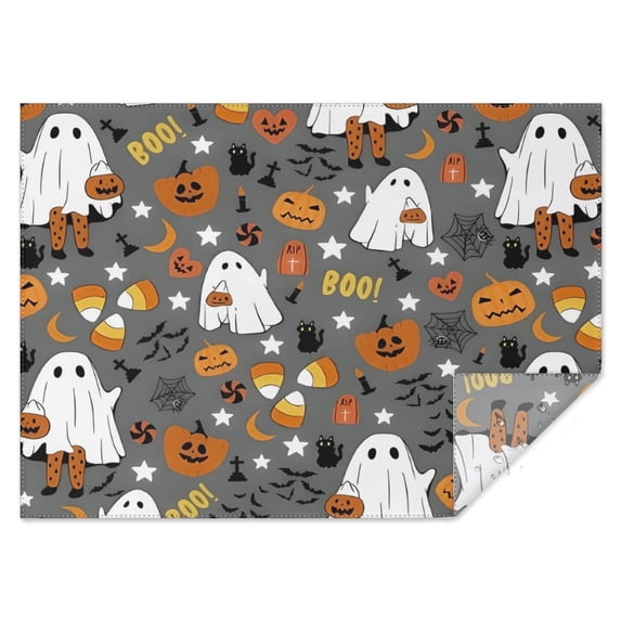 Halloween Cute Ghosts with Boo Rectangle Tablecloth 60"x84",Waterproof Polyester Rectangle Table Cloth, Wipeable Spillproof Polyester Tablecloth for Dining, Camping, Indoor and Outdoor