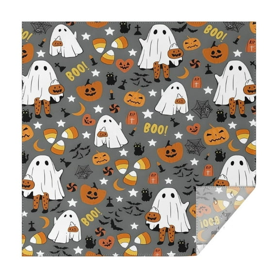 Halloween Cute Ghosts with Boo Square Tablecloth,Waterproof Square Table Cover,Wipeable Spillproof Washable Table Cover for Home Kitchen Party Decor 52"x52"(132x132cm)