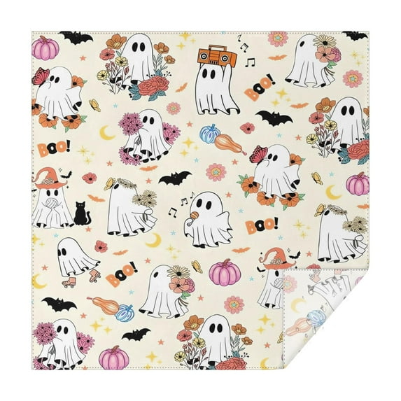 Halloween Cute Ghosts with Boo Square Tablecloth,Waterproof Square Table Cover,Wipeable Spillproof Washable Table Cover for Home Kitchen Party Decor 60"x60"(152x152cm)