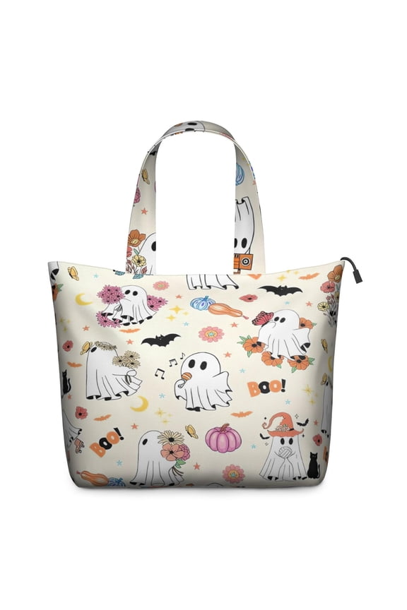 Halloween Cute Ghosts with Boo Travel Tote Bags for Women Carry On,Large Weekender Bags for Women Travel,Multi Functional Duffle Bag for Work,Shopping,Sports