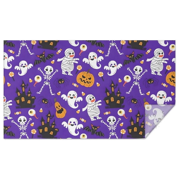 Cute Halloween Icons Pattern Rectangle Tablecloth 60"x102",Waterproof Polyester Rectangle Table Cloth, Wipeable Spillproof Polyester Tablecloth for Dining, Camping, Indoor and Outdoor