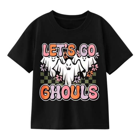 Halloween Cute Ghosts and Pumpkins T-Shirt for Boys, Cute Graphic Short Sleeve Shirt for Autumn Seasonal Wear