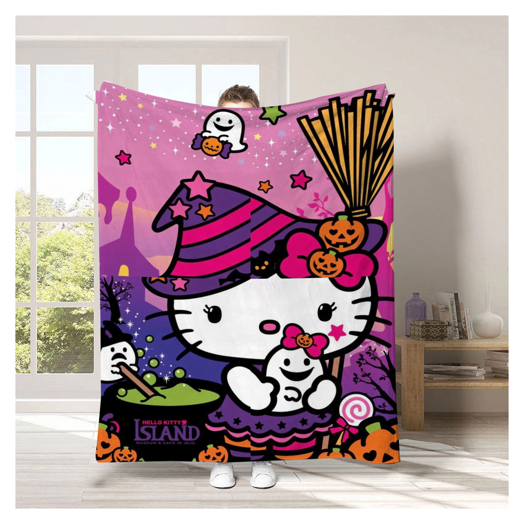 Halloween Cute Hello Kitty Blanket Sofa Air Conditioning Blanket Nap ...