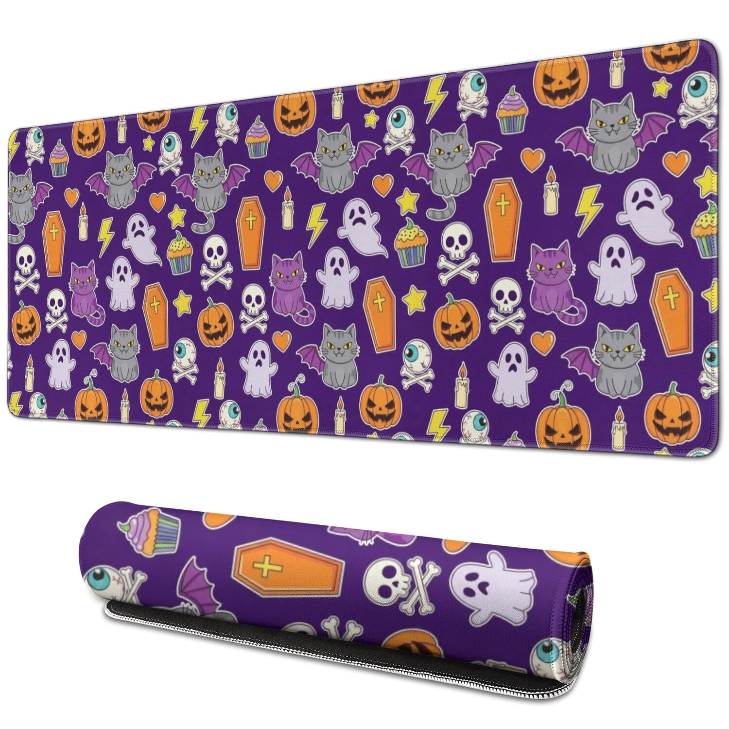 Halloween Cute Icons Collage Pattern Extended Large Mouse Pad, Desk ...