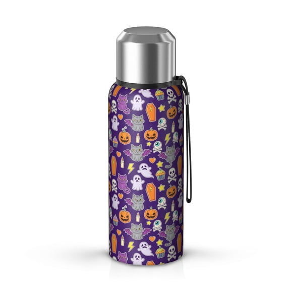 Halloween Cute Icons Collage Pattern Insulated Coffee Thermos, Vacuum ...