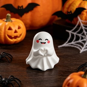 Halloween Cute Mini Ghost Resin Figurines, Multi Expression Desktop Ornament, Funny Ghost Pen Decorations Holiday Party Gifts