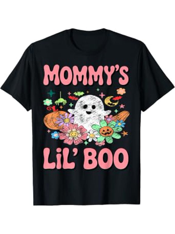 Halloween Cute Mommy's Lil Boo Ghost Costume Celebration Style With Classic Appeal T-Shirt, Size S-5XL
