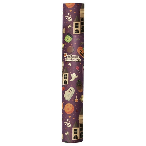 Halloween Cute Patterns Packing Paper, Wrapping Paper Roll, Mini Single Sided Roll Design with Pumpkins for Gift Wrap DIY Craft Halloweens Wrapping Paper, 1 Roll, 27.5x19.6"