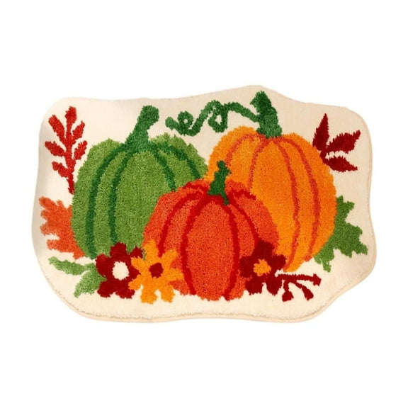 Halloween Cute Pumpkin Rugs Pumpkin Shaped Floor Mat , Thanksgiving Day Mat Halloween Decorative for Living Bedroom Kitchen Decoration Bath,15.75"x27.6"