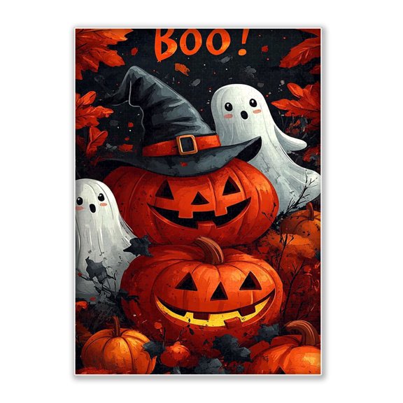 Halloween-Cute Pumpkin Wizard and Ghost 500 Piece Adult Jigsaw Puzzle, Intellectual Challenge, Home Wall Decoration, Holiday Party, Birthday Gift, Adult Fun Jigsaw Puzzle. Size: 20.5 x 15in