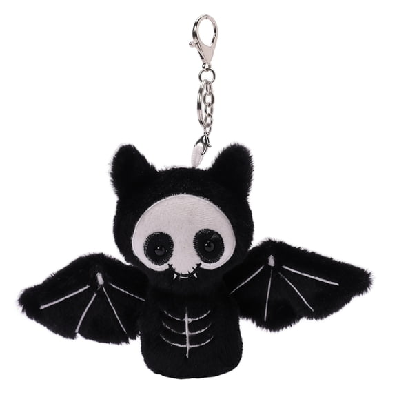 Halloween Cute Skeleton Bat Plush Keychain, Gothic Bone Stitched Black Bat Bag Charm, Mini Spooky Halloween Backpack Zipper Pendant Accessory