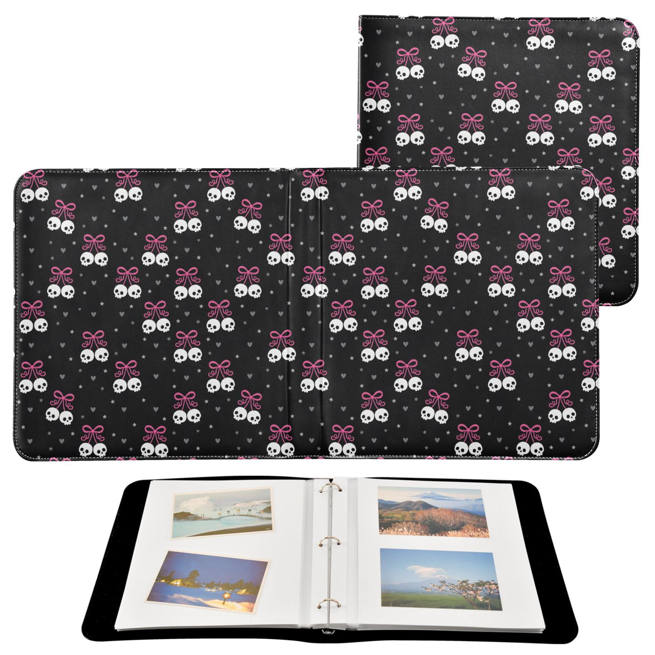 Halloween Cute Skull Tie with Bows Hearts PU Leather Photo Albums 3 ...