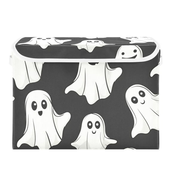 Halloween Cute Specters Pumpkins Foldable Storage Bin with Lid and Handle Collapsible Storage Box 16.5 x 12.6 x 11.8 inches