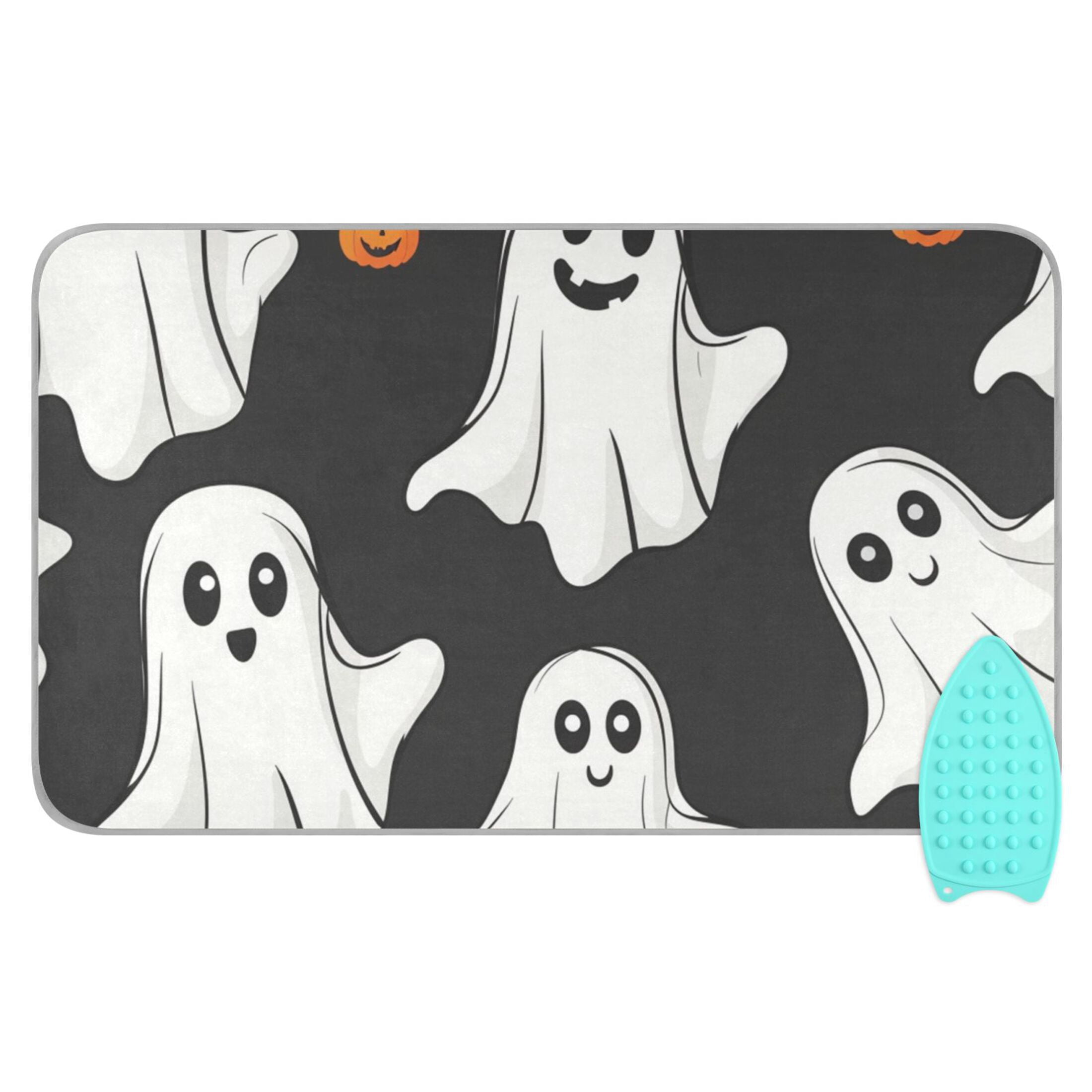 Halloween Cute Specters Pumpkins Ironing Mat Blanket Portable Travel Ironing Pad Heat Resistant Pad 47.2" x 27.6”