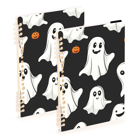 Halloween Cute Specters Pumpkins Notebook Detachable Coil Notebook Diary Plan Book A5 Size 60 Pages 1 Pack