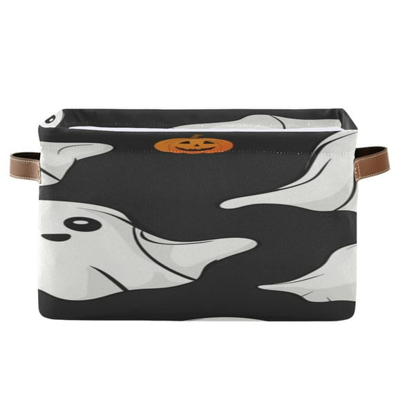 Halloween Cute Specters Pumpkins Square Storage Bins with Handles Collapsible Containing Box 1 Pack