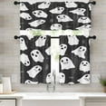 thumbnail image 1 of Halloween Cute Spider Ghost Kitchen Curtains Window Curtains and Valances Set 36 Inch, Spooky Spider Web Short Tier Curtain for Kitchen, Grey Small Kitchen Decor, 1 of 6