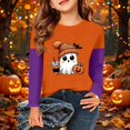 thumbnail image 1 of Halloween Cute Tops for Girls Size 7-8 Long Sleeve Cute Casual Cartoon Pumpkin Ghost Bat Tee Festival Tween Girls Trendy Clothes Crew Neck Halloween Costumes Saffron 3-4 Years, 1 of 7